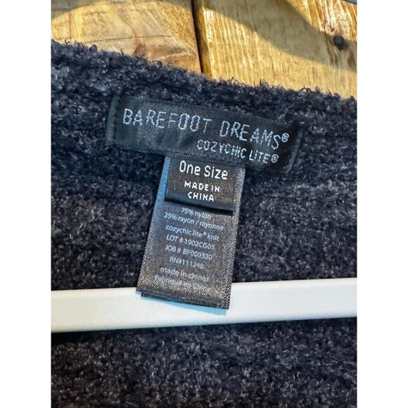 Barefoot Dreams CozyChic Lite Asymmetrical Poncho Gray One Size Soft Knit Blend - Picture 4 of 4